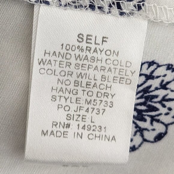 WOMEN'S "Kori America" White & Blue Maxi, 3/4 Sleeved Kaftan; Rayon; Size L - Picture 5 of 6